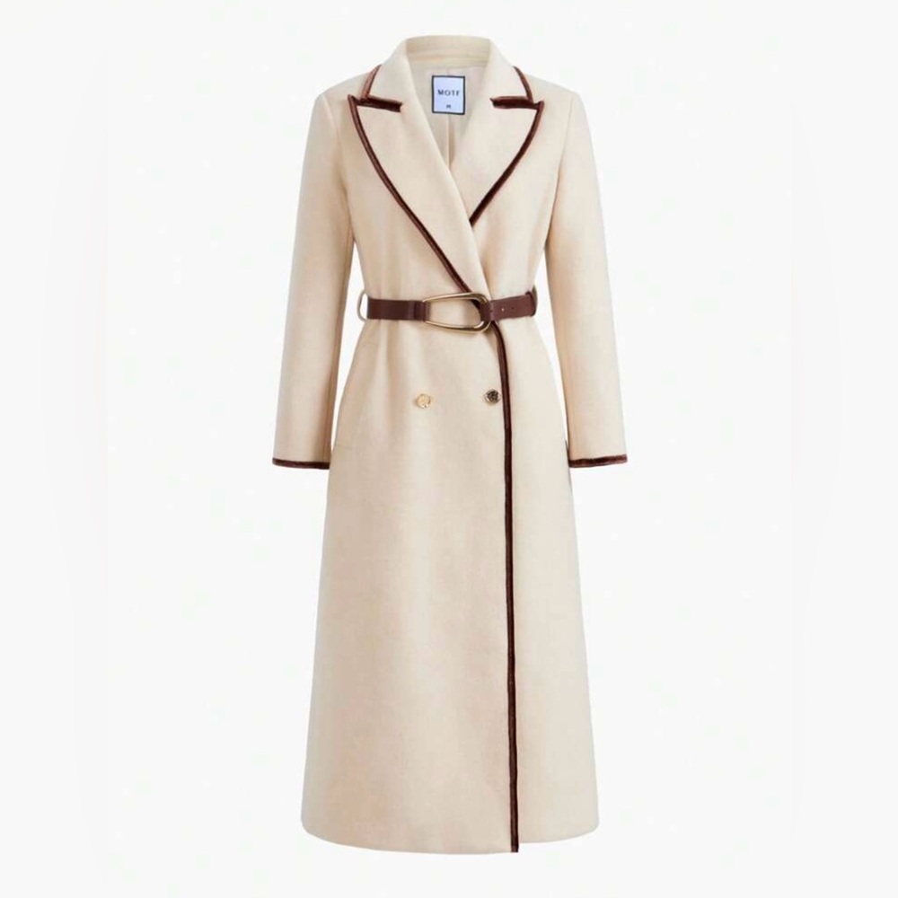 NWT/ MOTF Cream and Brown Long Coat